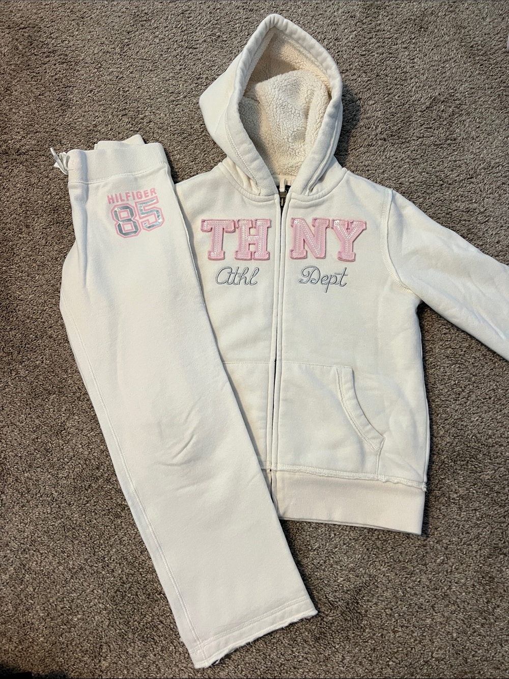 Tommy Hilfiger White & Pink Kids Sweatshirt and Joggers Set